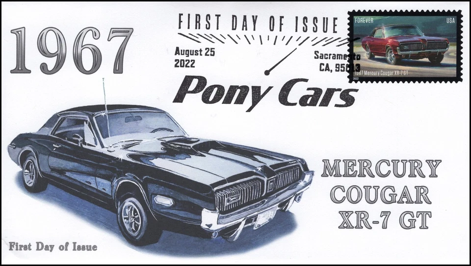 22-199, 2022 , Pony Cars, Pictorial Postmark, First Day Cover, Classics, 1967  - Image 1 of 1