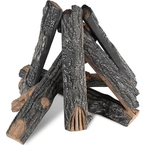 VEVOR 8 Pcs Oak Logs Gas Fireplace Ceramic Logs Heat-Resistant Indoor or Outdoor - Picture 1 of 12