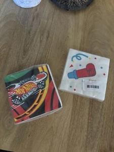 Vintage 90s Hallmark Paper Cocktail Napkins (16 Pack) Hot Wheels & Party blowers - Picture 1 of 3