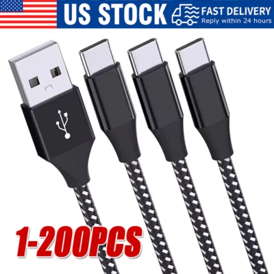 Braided USB C Type-C Fast Charging Data SYNC Charger Cable Cord 3/6/10FT Lot - Image 1 of 4