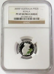 2005 P PLATINUM AUSTRALIA 200 MINTED $25 COLORIZED KOALA NGC PROOF 69 ULTCAM - Picture 1 of 2