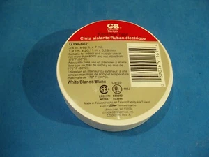 PREMIUM GRADE WHITE ELECTRICAL TAPE ALL WEATHER VINYL 3/4" X 66' 7MIL GARDNER GB - Picture 1 of 3