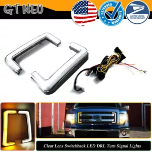 Clear Switchback DRL Turn Signal LED Retrofit For 2009-14 Ford F-150 Front Grill - Picture 1 of 11