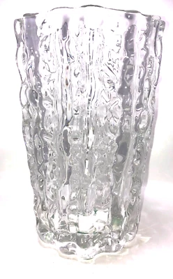 Jarrón Mikasa años 90 cristal FrostFire 9,5", grueso, cascada, Japón, perfecto Foto 1 de 4