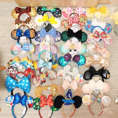 Rare Disney Parks Bow Mickey Minnie Ears Ariel Christmas Collection Headband - Image 1 of 4