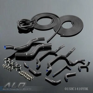 Fit For 95-99 Mitsubishi Eclipse Silicone Radiator Hose Kit+Vacuum Hose Black - Picture 1 of 12