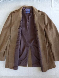 Pendleton Men XL Pure Virgen Merino Wool Plaid Tan Blazer Three Buttons Coat - Picture 1 of 16