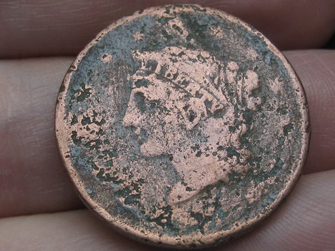 1839 Booby Head Large Cent Penny, VG Details Cover