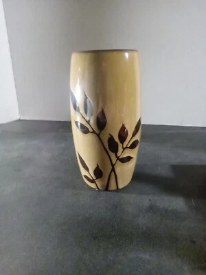 Jarrón Marrón Beige Hojas Tallos 7x4 Cerámica Esmaltada Naturaleza Maderas Rústicas Foto 1 de 4