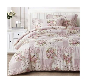 Chezmoi Collection Rosy 3-Piece King Size Washed Cotton Comforter Set - Flora... - Picture 1 of 9