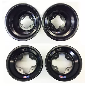 DWT Black A5 Rolled Lip 10" Front & 9" Rear Wheels Rims TRX 450R 400EX 250R 300 - Picture 1 of 3
