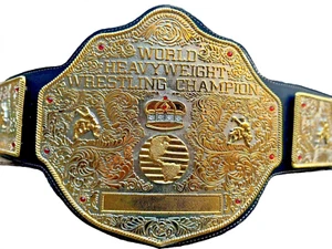WORLD HEAVYWEIGHT BIG GOLD CHAMPIONSHIP REPLICA 4 MM BELT Leather Die-cast - Picture 1 of 4
