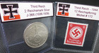 Ensemble de pièces d'argent et de timbres croix gammée Allemagne nazie neuf dans son emballage neuf neuf guerre mondiale Troisième Reich lot de 2 marques