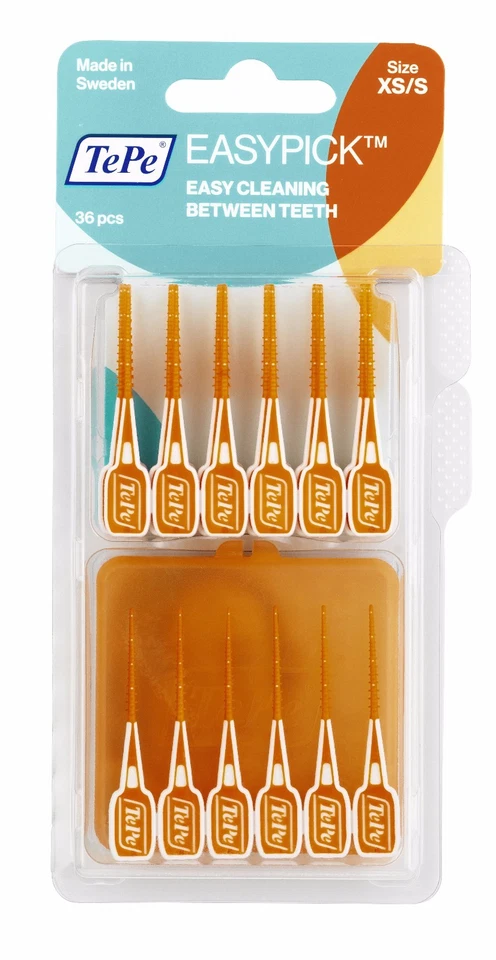 TePe Easy Pick Interdental Brush, Orange, Size: XS/S , Pack of 1 x 36