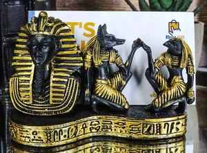 Ancient Egyptian Pharaoh Pyramid Anubis And Horus Business Card Holder Figurine - Picture 1 of 8