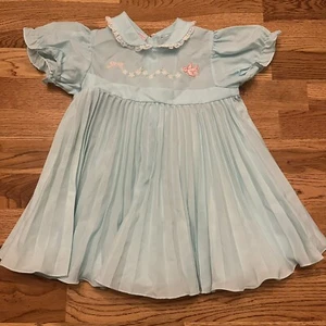 Vintage Bryan & Co Pale Yellow Dot Ruffled Lace Baby Dress 12 Mos - Picture 1 of 4