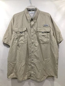 Columbia PFG Fishing Shirt Men BAHAMA Short Sleeve Vented Beige Size XL - Picture 1 of 11