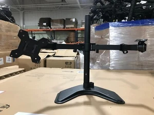 VIV DUAL MONITOR STAND- BLACK - 34Hx18W in-W/ CABLES - Picture 1 of 12