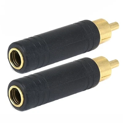 2x 6.35mm 1/4" Mono Female Jack to RCA Male Plug Audio Adapter Cable Converter - Image 1 of 3