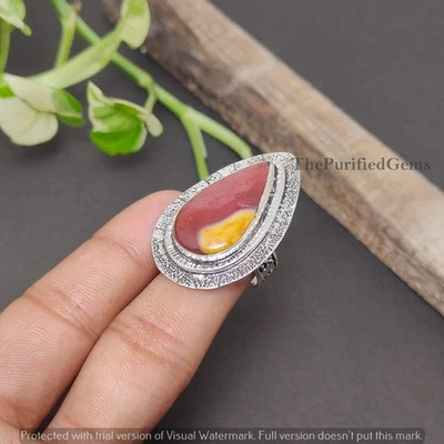 Dainty Red Jasper 925 Sterling Silver Plated Statement Ring ~ Elegant Jewelry ~ - Image 1 of 4