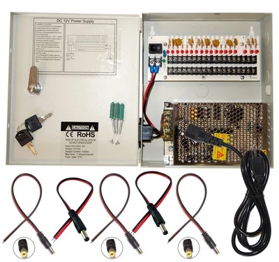 Evertech 16 Channel 12 Volt DC Output CCTV Distributed Power Supply Box for S... - Image 1 of 4