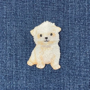 Maltese Dog Applique Patch - Embroidered Puppy Badge 2" (Iron On) - Picture 1 of 2