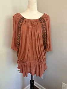 Free People Damen Top Bluse Tunika Pullover Burnt Orange bestickt Gr. XS - Bild 1 von 6