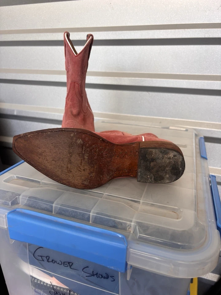 Macie bean Woman’s Leather Cowboy Boots Pink Rough out Leather - Image 1 of 4