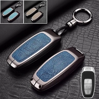 Alloy Leather Car Key Fob Case Cover For Audi A3 S3 A6 S6 A7 RS7 A8 S8 Q8 E-Tron - Image 1 of 4