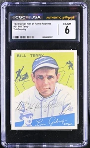 1978 Dover Publications Hall of Fame Karten Nachdrucke #21 Bill Terry JSA AU CGC 6 - Bild 1 von 2