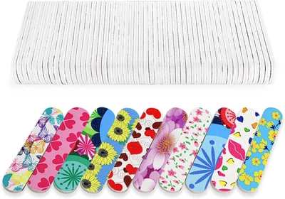 Mini arquivos de unhas (pacotes com 50), placas de esmeril coloridas para unhas dupla face 180 Gri - Imagem 1 de 4