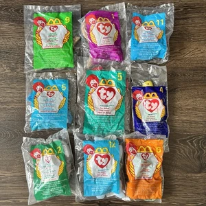 Lote de 9 bolsas selladas McDonald’s TY Teenie Beanie Babies 1998 Doby Peanut Claude - Imagen 1 de 10