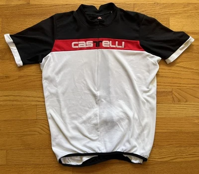 Castelli Cycling Jersey Black Red White Mens Large Short Sleeve Half Zip Flag - Image 1 of 4