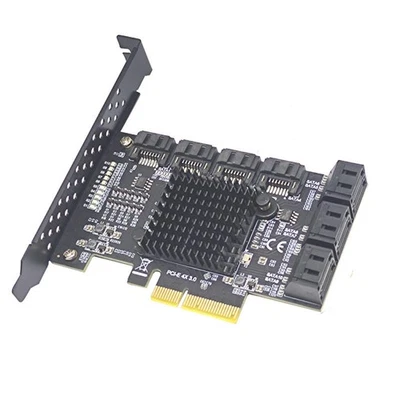 6 Port PCI-E Expansion Card Board Adapter PCI-E x4x8x16 6G SATA3.0 For ASMedia n - Image 1 of 4