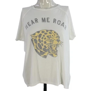 Zoe Karssen T Shirt Leopard White Top Hear Me Roar Designer Cotton Casual Tee L - Picture 1 of 9