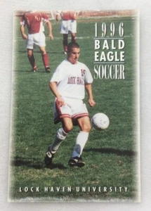  Tarjeta de calendario de bolsillo de fútbol americano universitario Lock Haven University Bald Eagle 1996 - Imagen 1 de 2