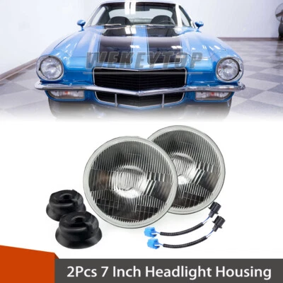 2pcs 7 Inch Round Led Headlight Housing For Chevrolet Camaro Z28 SS RS 1967-1981 Foto 1 de 4