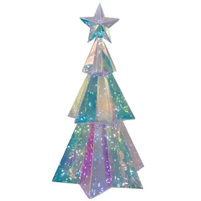 Kurt Adler Pre-Lit Cool White LED Holographic Iridescent Christmas Tree, 15" - Image 1 of 4