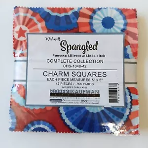 Charm Robert Kaufman Spangled by Wishwell Cotone 5" Quadrati Collezione 42 Pezzi - Foto 1 di 17