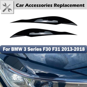 Para BMW 3 F30 F31 318i 320i Faro Negro Brillante Cubierta Párrafo Cejas Borde NUEVO - Imagen 1 de 8