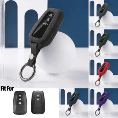 Suede Leather Car Key Fob Case Cover For Toyota Camry Corolla C-HR Prius RAV4 Foto 1 de 4