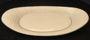Vintage Lenox 13 1/2" RELISH/BREAD DISH Basketweave Design Platinum Trim Mint - Picture 1 of 5