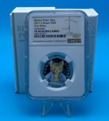 2017 Beatrix Potter Tom Kitten 50p Silver Proof Coin NGC PF69UC - Image 1 of 3