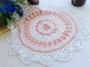 Centrino centrotavola fatto a mano a uncinetto bianco 100% cotone 52 cm - Foto 1 di 10