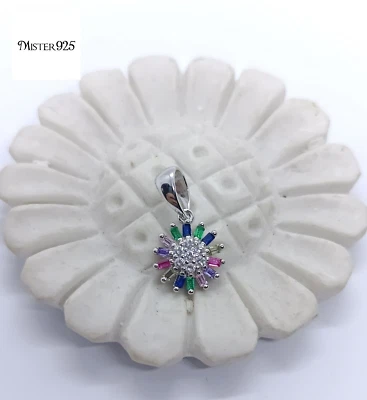 CIONDOLO DONNA FIORE IN ARGENTO 925 CON ZIRCONI MULTICOLOR - Immagine 1 di 4