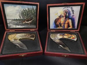 Collectible Indian & duck themed Knife Set. Functional Knifes With Display Box