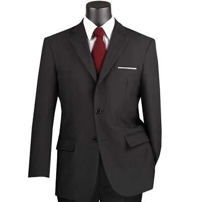 LUCCI Men's Black 2-Button Classic-Fit Poplin Polyester Suit - NEW - Image 1 of 3