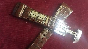 NEW ROTARY Genuine Leather Watch Strap 24MM BROWN CURVED ENDS, BUTTERFLY CLASP - Picture 1 of 6