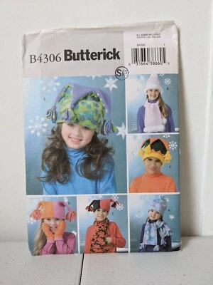 Butterick Pattern B4306 Fleece Hat Mitten Scarf Child Multiple Variations Uncut - Image 1 of 2