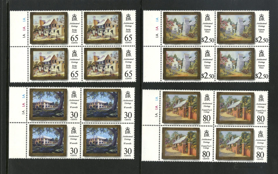 M5148 Bermuda 1996 SG766/9 - Architectural Heritage left marginal blocks of 4. - Image 1 of 1